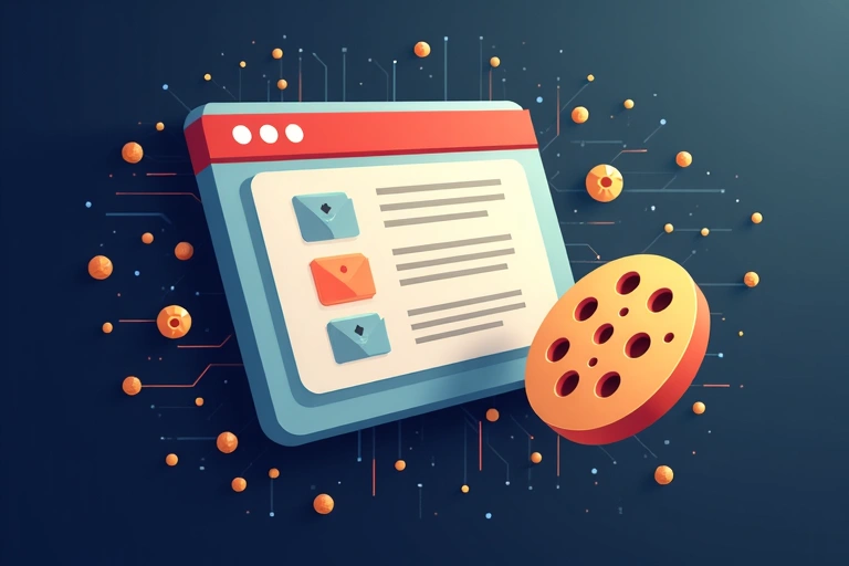 Ilustración de una galleta digital representando una cookie en un navegador web.