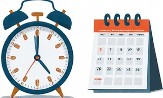 Ilustración de un reloj y calendario